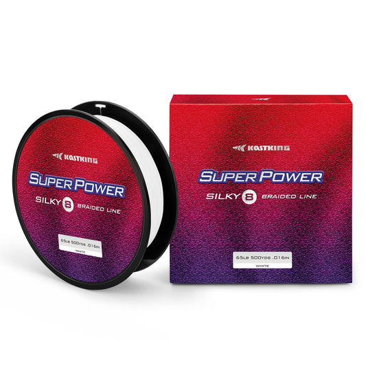 KastKing Superpower Silky8 Braided Fishing Line, White, 8 Strand, 8LB, 150Yds
