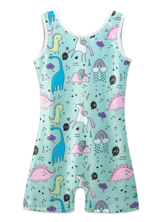 HOZIY Sparkly Dinosaur Print Gymnastics Biketards for Girls 5t Size 5-6 Leotards Unitards