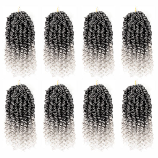 Bileaf 6 Inch Passion Twist Crochet Hair for Women Pre Looped Passion Twist Hair 8 Packs, Pre-Twisted Short Crochet Passion Twists Bohemian Braiding Hair Crochet Twist Hair for Girls T-Gray