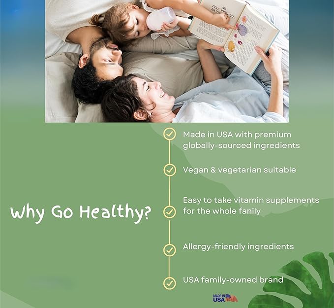 Go Healthy Liquid Multivitamin for Women, Men, Teens, 50 Plus – Vegan Vitamin & Mineral Supplement, Adult Energy & Immune Support, Easy-to-Absorb, Delicious Fruit Flavor – 32 Servings