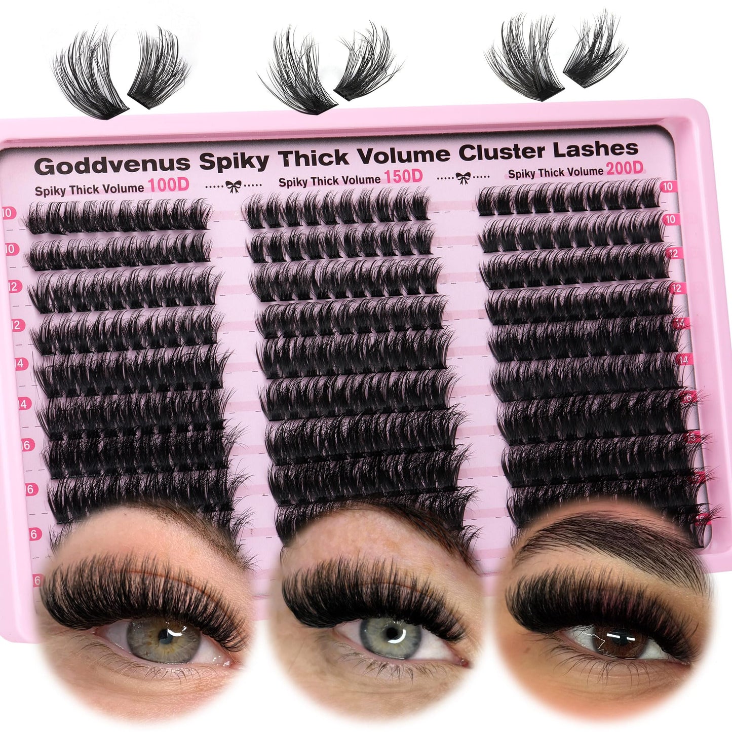 Goddvenus Fluffy Lash Clusters 100-150-200D Volume Eyelash Clusters 10-16mm Wispy Individual Lashes D Curl Cluster Eyelash Extensions 300pcs DIY Lash Extensions(D Curl 300pcs)