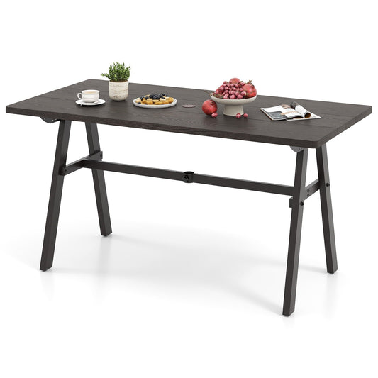 Gymax 59'' x 29.5'' Rectangle Rustproof Patio Dining Table w/ 1.93'' Umbrella Hole