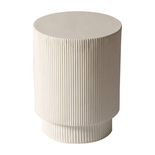LeisureMod Modern Side Table Round Fiberstone Top Accent End Table for Home, Outdoor Patio, Living Room Sofa, Weather-Resistant, Eden Series in White