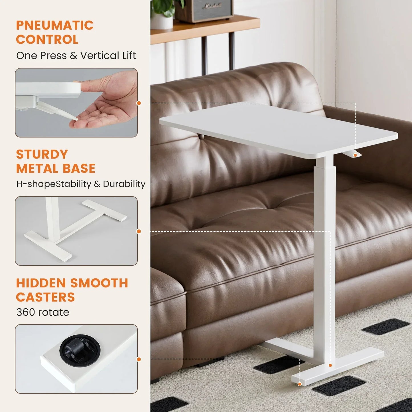 JHK Overbed Bedside Sofa Table
