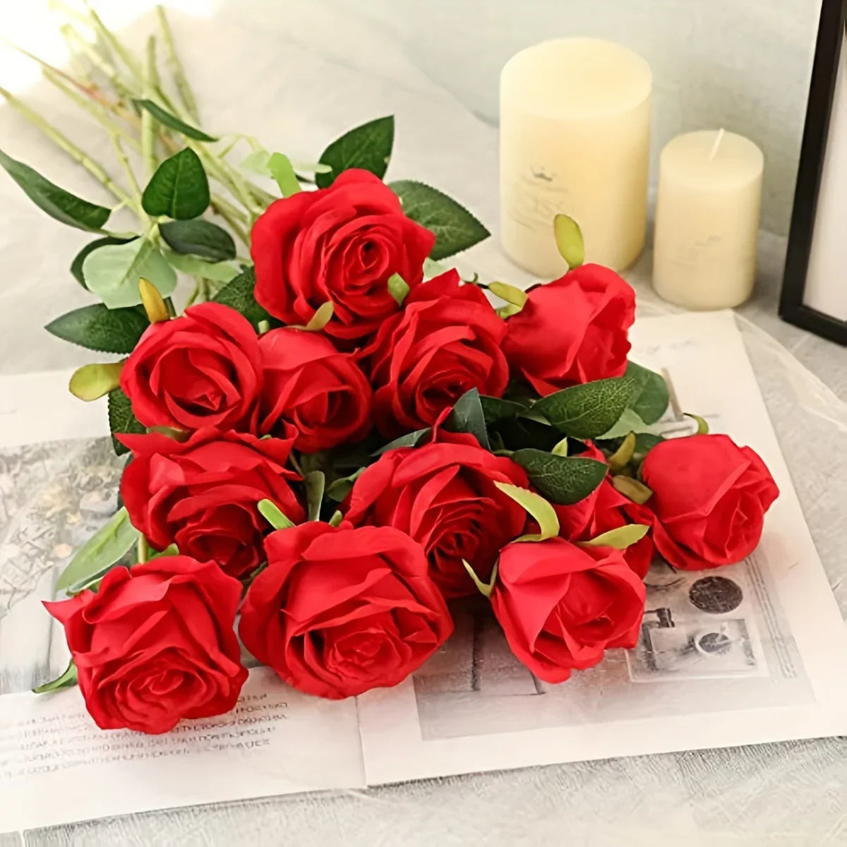 20PCS Realistic Artificial Rose Bouquet