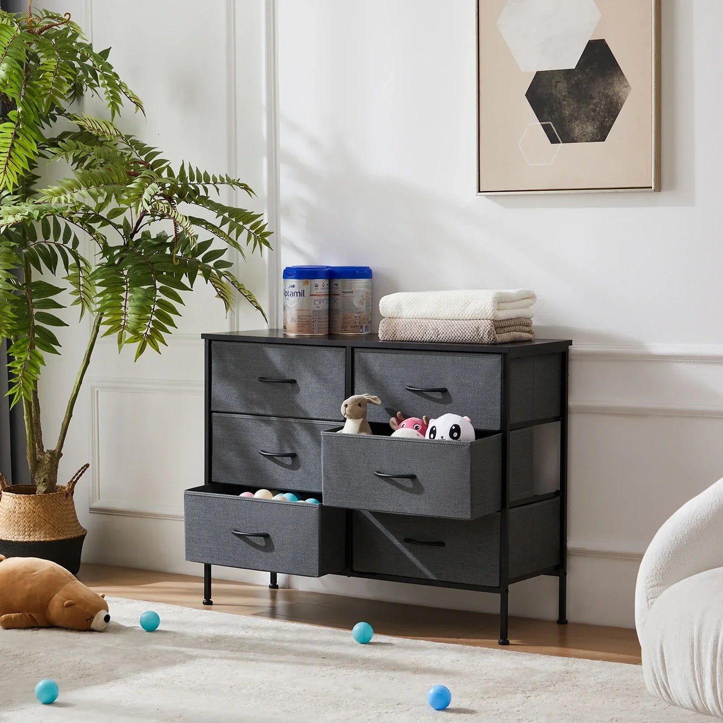 JHK Fabric Nightstand for Bedroom