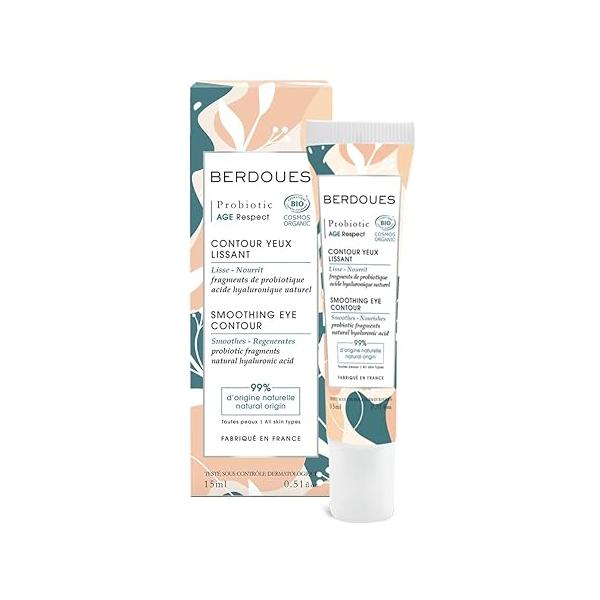 BERDOUES Age Respect Smoothing Eye Contour | Organic Anti Aging Skincare Treatment that Visibly Reduces Dark Circles, Puffiness & Smooths the Look Day After Day| Care with Hyaluronic Acid