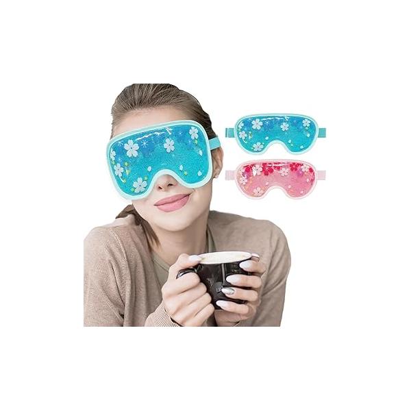 ZNÖCUETÖD Ice Eye Mask Cold Gel Cooling 2 Packs Reusable for Dark Circles and Puffiness, Compress Pack Dry Eyes, Migraine, Stress Relief Christmas Gift
