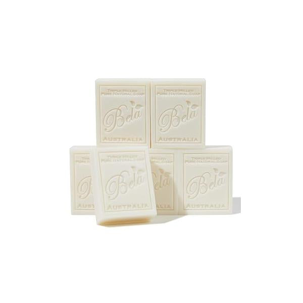 BELA Extra Creamy Goat Milk Soap 3.3 OZ Pack of 6, Long Lasting French Triple Milled Bar Enriched with Organic Shea Butter, Hand, Face and Body Wash Bar, Made in Australia
