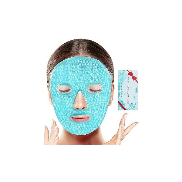 BeeVines Ice Face Mask, Cooling Gel Pack for Puffy Eyes, Cold & Hot Reusable Compress, Frozen Eye Packs Masks Women Dark Circles, Puffiness Allergies (Blue)