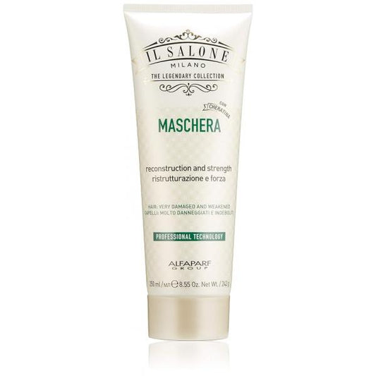 Il Salone Milano Professional Keratin Mask for Very Damaged Hair - Reconstruction, Strengthen and Repair Premium Quality 8.55 Oz. / 250ml