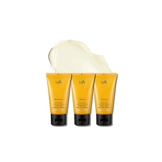 La’dor scent discovery set - perfumed hair treatment sampler for damaged anti-frizz, deep nourishing & hydrating mask moisturizing glossy silky finish 3 x 1.7 fl oz Korean haircare